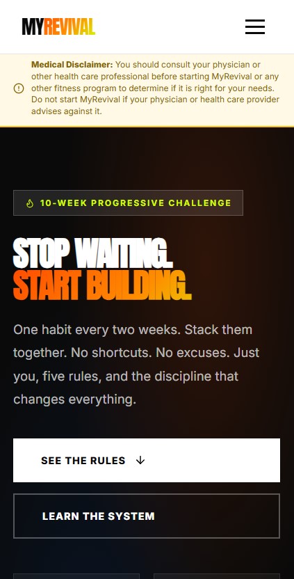 MyRevival — mobile view